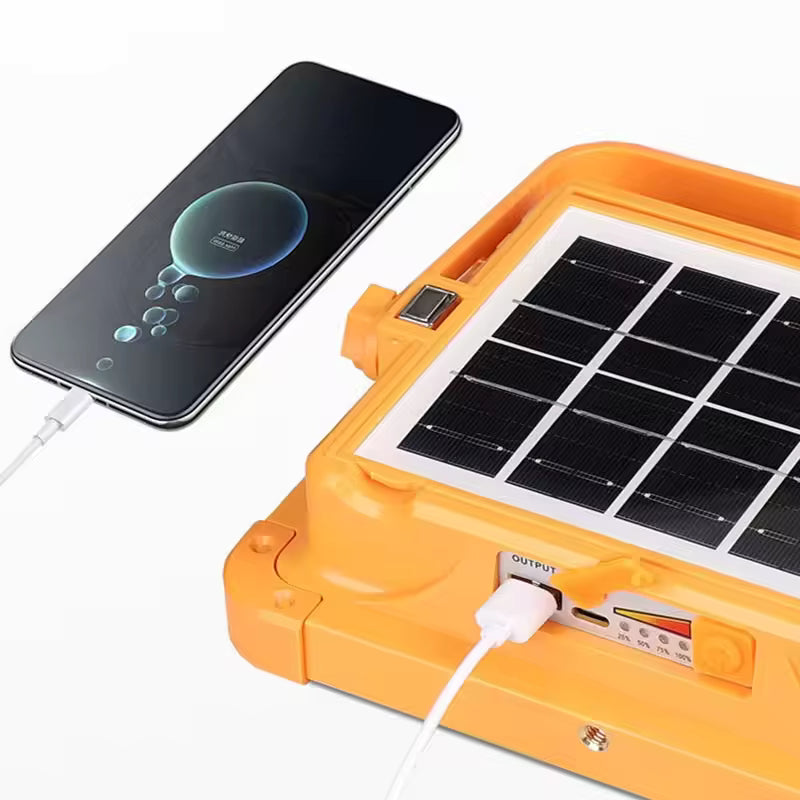 High-brightness Solar Led Flood Light With Power Bank (1 Pc), Solar LED Flood Light – High Power 4-Panel Rechargeable Outdoor Lamp with USB Charging, Waterproof IP66, Charge Mobile