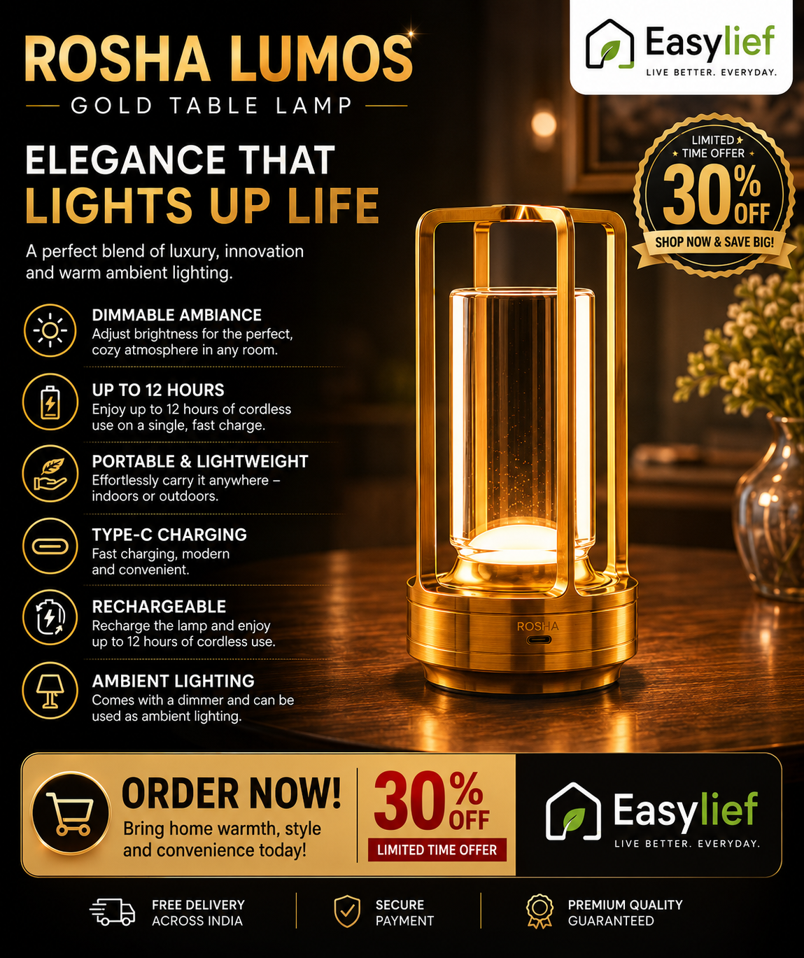 Crystal Lantern Table Lamp 3 Colors Rechargeable Cordless Led Lights For Restaurant  Bedroom Lights (1 Pc)